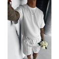 thumbnail image 6 of Men's Sets Crew Neck Set Pockets 2 Piece Shirt Shorts Outfit for Summer White XXL, 6 of 7
