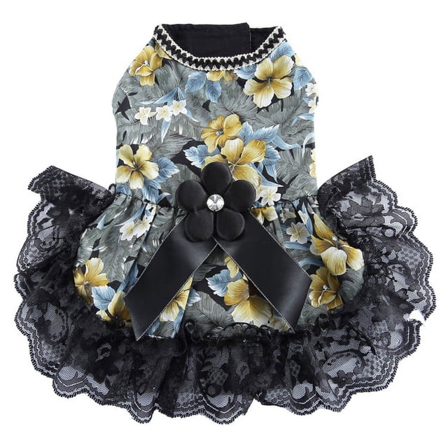 Vestido de verano Dinheiro para perros pequeños, ropa de boda para gatos, atuendo para niña, camisa, disfraz de flores