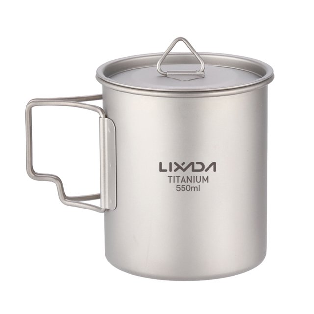 Taza de titanio Lixada 450ml / 550ml Taza de agua de titanio liviana con tapa Taza de café Taza Taza Lixada Taza de titanio