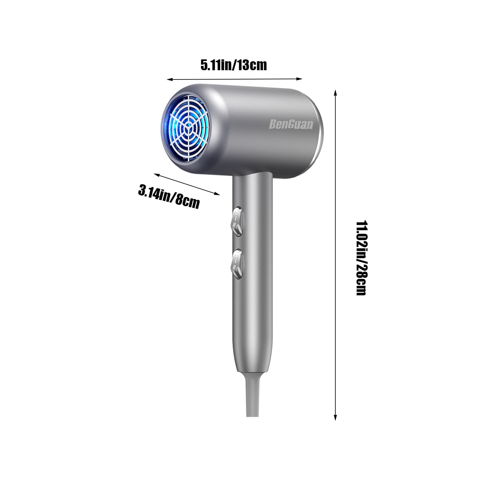 Clearance!Professional Hair Dryer Ionic Blow Dryer with Diffuser and Nozzle, 1600 Watt Negative Ions Salon Light Hairdryer for Man Women Gray