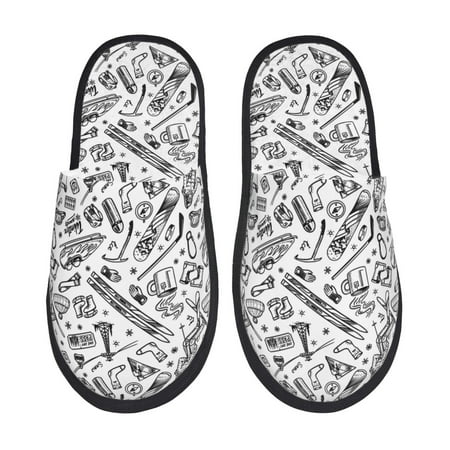 Balery winter Ski Element Slient Indoor Furry Fleece Comfort House Shoes Soft Non-Slip Home Shoes Cotton slippers House Slippers-- Large