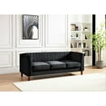 thumbnail image 2 of Uspridefurniture Plainfield Line Tufted Square Design Velvet Sofa, Black, 2 of 5