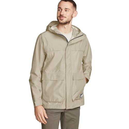 EDDIE BAUER MENS RAINPAC JACKET LARGE BIG TALL LIGHT KHAKI 0703-LT