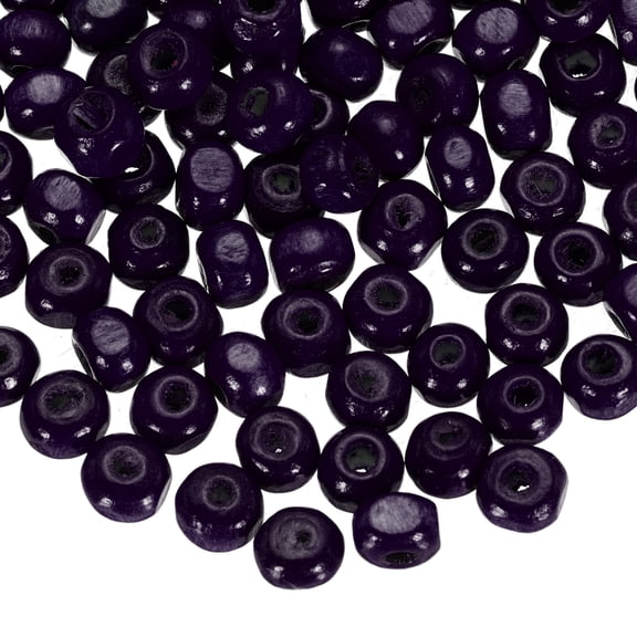 Uxcell 200 Pcs Wooden Beads Hair Braid Beads, Unfinished Natural Barrel Wood Spacer Beads for Crafts Hair DIY Macrame Jewelry Making, Purple (5 x 6mm, 2mm Hole)