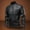 Black, variant on Men's Biker Pu Leather Jacket Slim Fit Stand Collar Long Sleeve Zipper Business Style Casual Coat