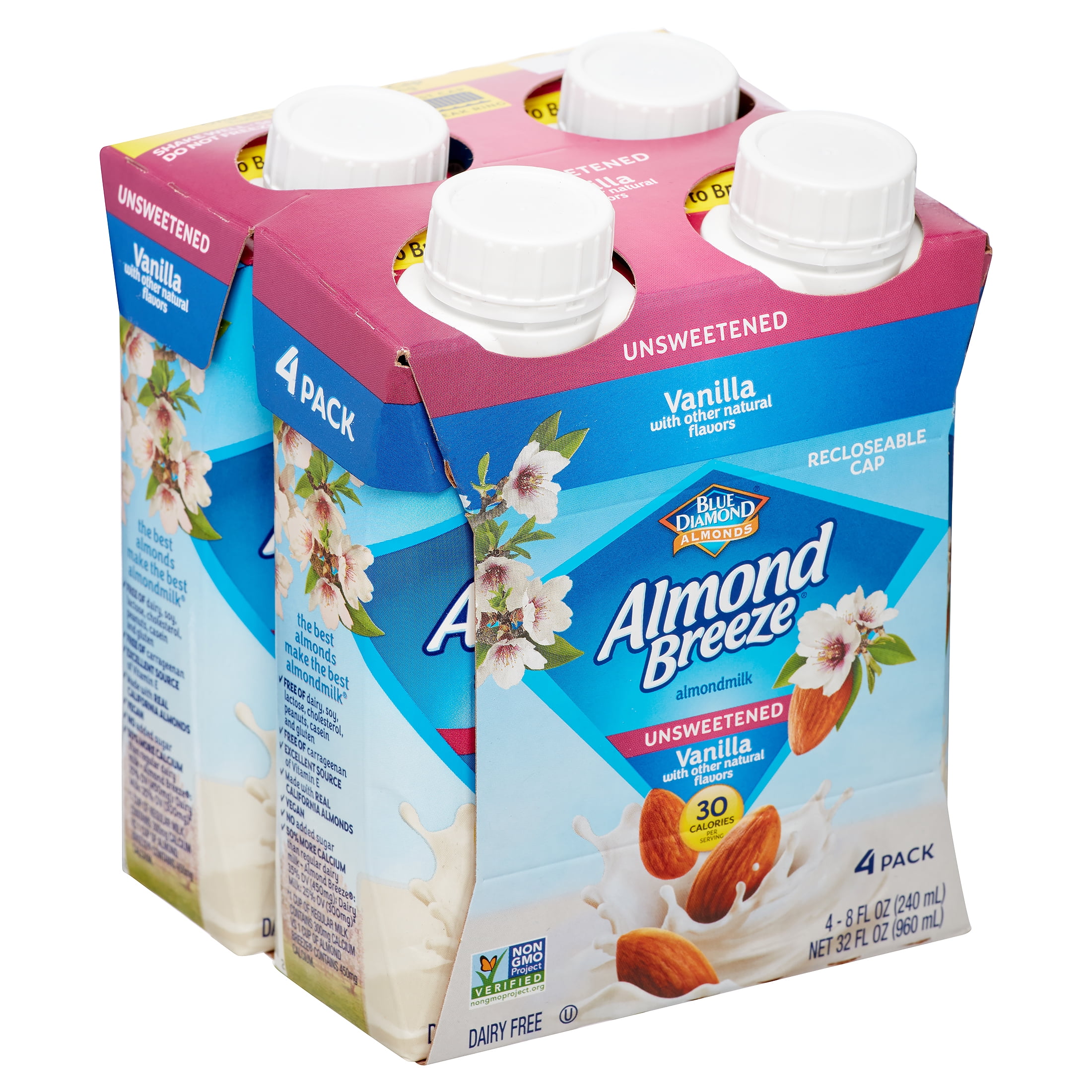 Almond Breeze Almondmilk, Unsweetened Vanilla 8 oz, 4 count