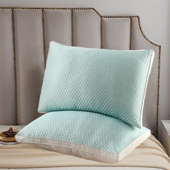 Kabnic Cool Bed Pillows for Sleeping - Luxury Down Filling Pillow, Hotel Quality Firm Support for Stomach & Hot Sleepers, Breathable & Comfortable, Green