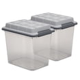 thumbnail image 1 of Curve Juego De 2 Cajas De Organización Y Almacenamiento De Plástico Resistente Al Agua Con Pestillo Mediano Pro 29Qt Con Tapa Con Cierre De Capacidad Adicional, Gris Transparente, 1 of 4