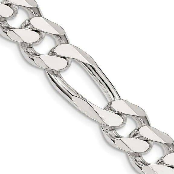 925 Sterling Silver Figaro Chain Styles Necklace 10.75 mm 18 inch