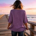 thumbnail image 4 of Tops for Women Dressy Casual Loose 3/4 Sleeve Shirts Lightweight Crewneck Beach Vacation Outfits Purple S, 4 of 4