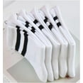 thumbnail image 3 of Deeorla - Calcetines deportivos de rayas para mujer, color café, clásico, retro, 5 pares, 3 of 3