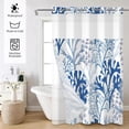 thumbnail image 2 of MIZHONA Blue Shower Curtain with Snap in Liner,Ocean Seaweed Fabric Bathroom Curtain,71"× 71", 2 of 6