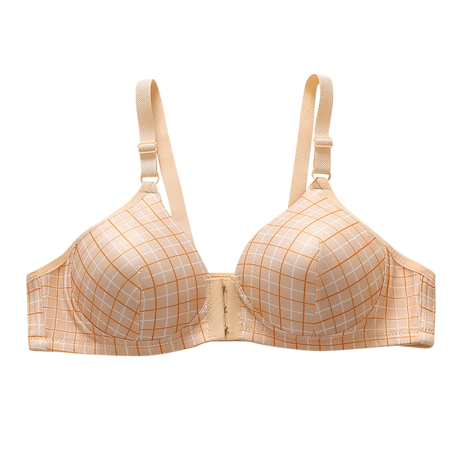 Lolmot Front Closure Bras for Women Non Wired Lattice Thin Adjustment Full  Coverage Cotton Bra Large Bust Non-Padded Bra