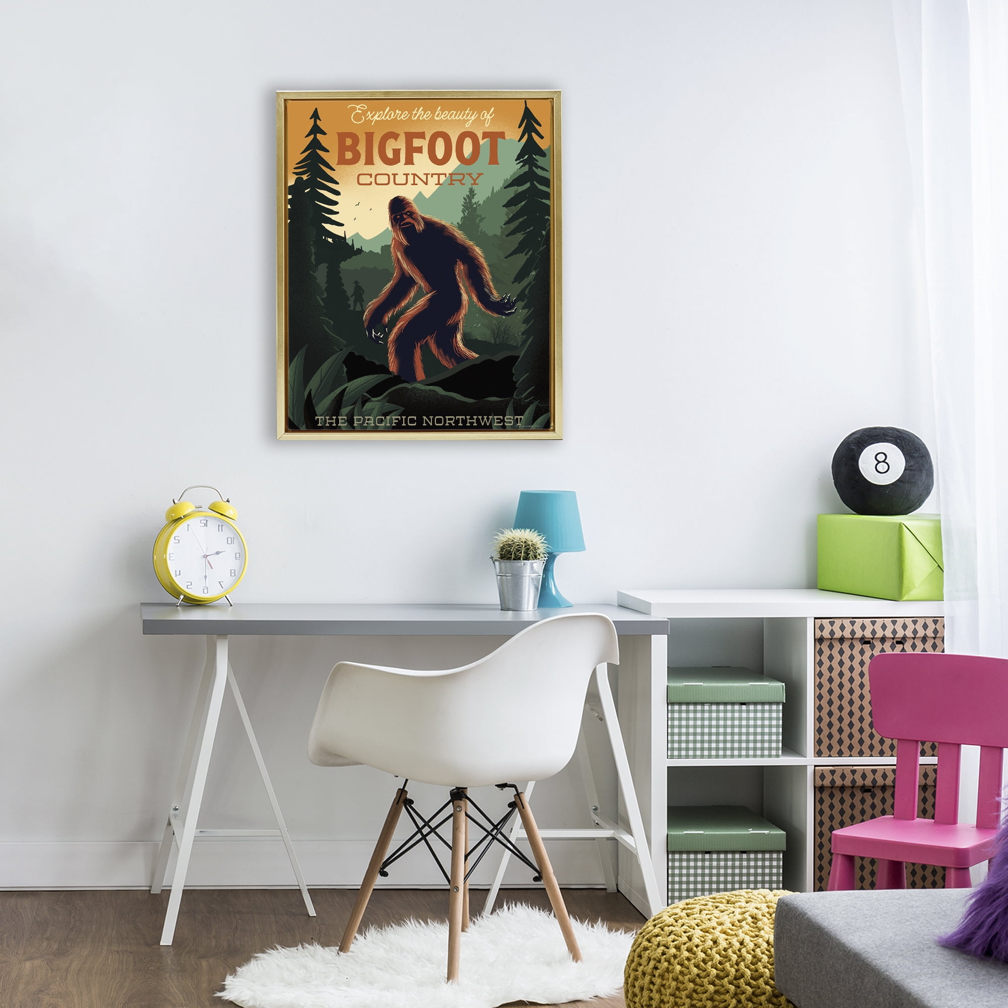 Stupell Industries Cryptid Tourism Wildlife Gold Framed Floater Canvas Wall Art, design by Omar Escalante