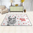 thumbnail image 2 of SKYSONIC Valentines Day Hearts Non-Slip Area Rug, Cute Llama I Love You Floor Carpet Comfort Floor Mats Decor for Indoor Front Porch Living Room Bedroom Kitchen, 36"x24", 2 of 5