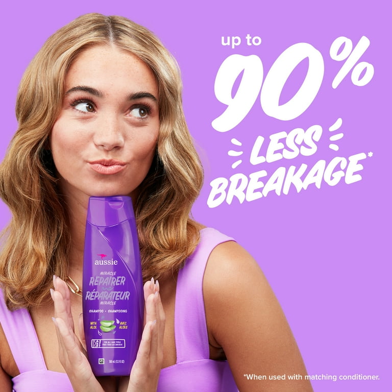 2 pack) Aussie Miracle Repairer Shampoo with Aloe for All Hair