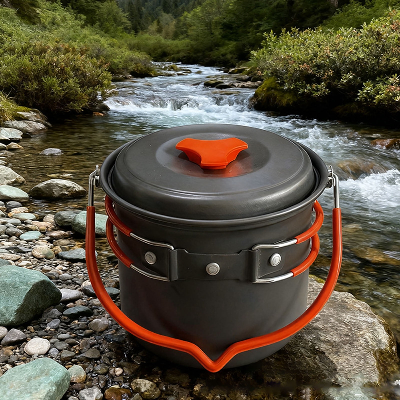 Small 1.4L Outdoor Cooking Pots Heatproof Grip Aluminum Alloy Alloy Camping Cookware for Wilderness Expeditions