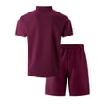 thumbnail image 4 of Gytharion 2 Piece Fashin Walffe Outfits for Men Stand Collar Short Sleeve Shirt with Drawstring Elastic Waist Shorts Sets Soild Color Casual Outfits, 4 of 4