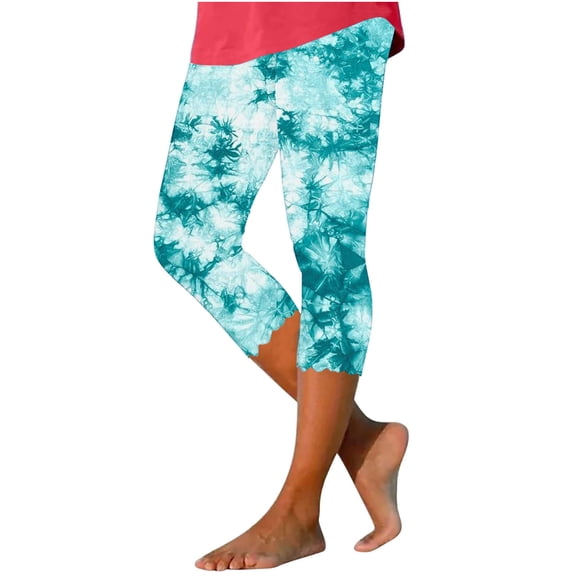cocolona Summer High Waist Capri Pants for Women Casual Elastic Waist Stretch Gym Workout Yoga Leggings