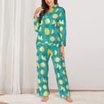 thumbnail image 3 of Wukai Lemon Blue Print Women's Pajama Set - Soft Long Sleeve Sleepwear for Comfort and Style-XX-Large, 3 of 9