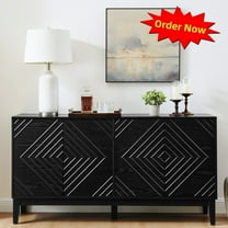 Tcbosik Modern Storage Cabinet, 60.5" Buffet Sideboard with 4 Doors, Coffee Bar Cabinet with Adjustable Shelves, Console Table for Living Room, Kitchen, Hallway, Black