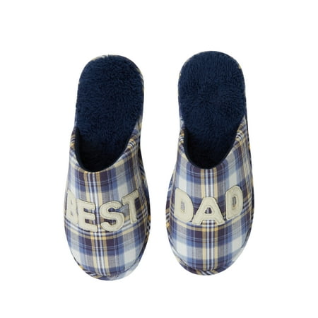 Dearfoams Mens Best Dad Closed Toe Scuff slippers (Best Slippers For Wood Floors)