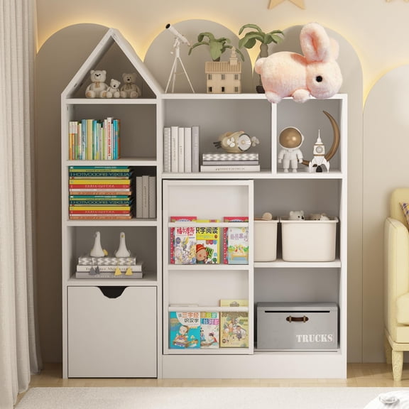 Huisuilinss Kids Bookshelf,Toy Storage Organizer,Kids Bookcase With Storage Cubbies,Floor Storage Cabinet With Movable Drawers For Playroom Bedroom Classroom Library