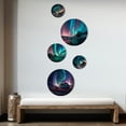 thumbnail image 3 of Designart "Countryhouse With Vibrant Northern Lights" Landscape Mountains Metal Wall Art Set of 5 Piece, 3 of 5