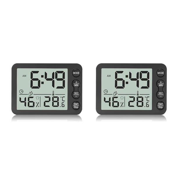 Advancent Reloj Digital de escritorio, alarma electrónica, termómetro, botón de sala de estar, funcionamiento con batería, temporizador LCD, No.01 2piezas Advancent CBP162525