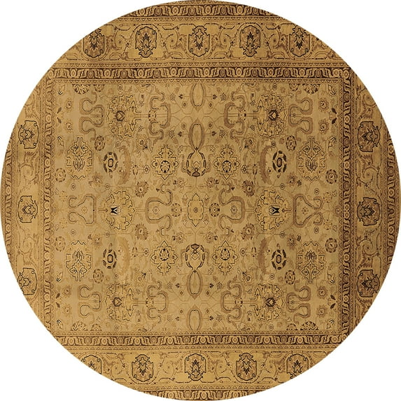 Ahgly Company Indoor Round Oriental Brown Traditional Area Rugs, 3' Round