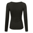 thumbnail image 3 of Doublju Women's Long Sleeve Basic Henley Deep V-Neck Button Placket T-Shirt, 3 of 4