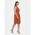 thumbnail image 3 of Sleeveless Formal Straight Dress For Work - Burnt Orange, 3 of 5