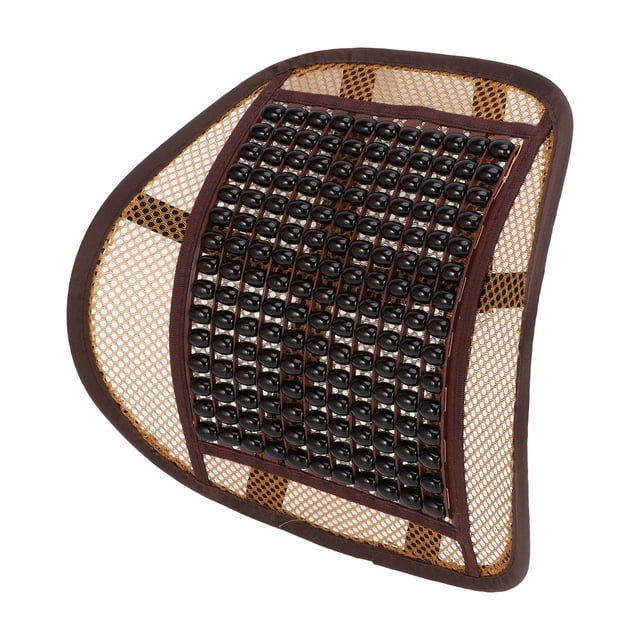 Almohada lumbar de masaje para asiento de automóvil Unique Bargains con cuentas de bambú 38x44cm Malla Marrón 1 Pc