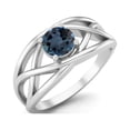 thumbnail image 2 of 0.50 Ctw Round London Blue Topaz Crossover Shank 925 Sterling Silver Valentines Day Gifts Ring, 2 of 3