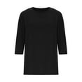 thumbnail image 4 of Staron Women's Casual Tops 3/4 Sleeve Round Neck Blouse Loose Comfy Fashion Basic Tee Shirt, Black M, 4 of 7
