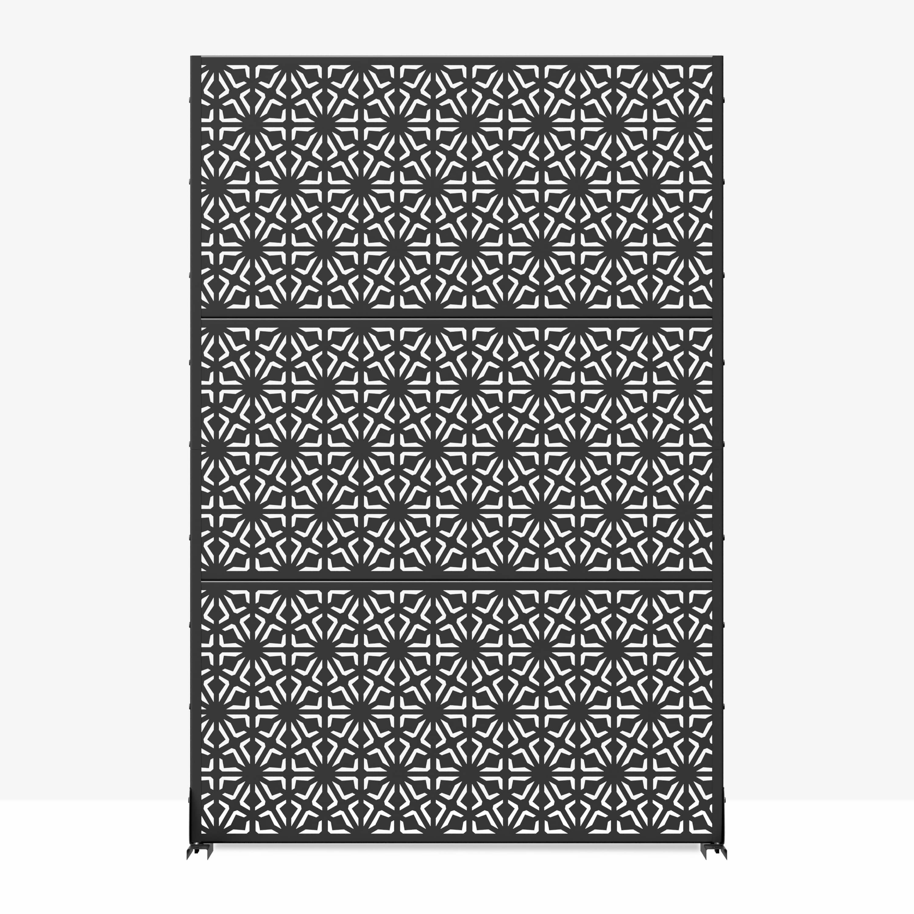 MAYEERTY 72x47x16 Inch Black 6-Leaf Hexagonal Galvanized Steel Privacy Screen, 6 Piece Set for Outdoor Garden