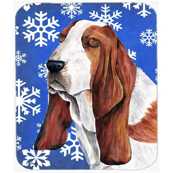 Carolines Treasures Basset Hound Winter Snowflakes Holiday Mouse Pad