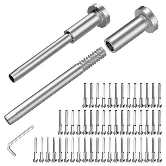 50-Pack Cable Railing Kit, 1/8In Cable Railing Tensioner Receiver for 2x2In Wood/Metal Posts