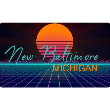 

New Baltimore Michigan 4 X 2.25-Inch Fridge Magnet Retro Neon Design