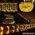 thumbnail image 6 of Solar Rope Light Outdoor, 33ft 100LED Waterproof LED Copper Fairy String Tube Lights for Party Garden Porch Yard Home Wedding Christmas Halloween Holiday Decoration Lighting (Warm White), 6 of 7