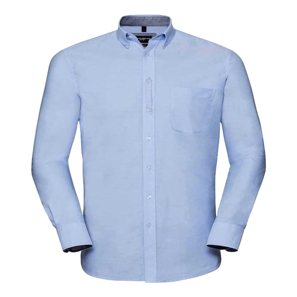 Russell - Camisa de Manga Larga para Hombre (Azul Oxford, Marino Oxford)