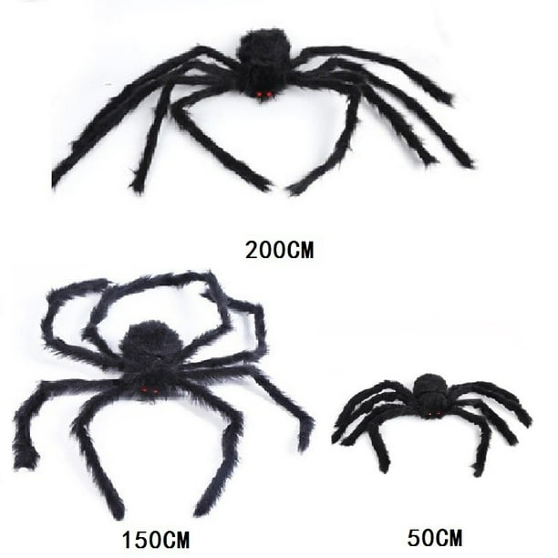 Araña gigante de felpa negra para Halloween, accesorios de decoración para niños, juguete para fiesta al aire libre encantada, Decoración de casa, 30/50/75/125/150/200cm