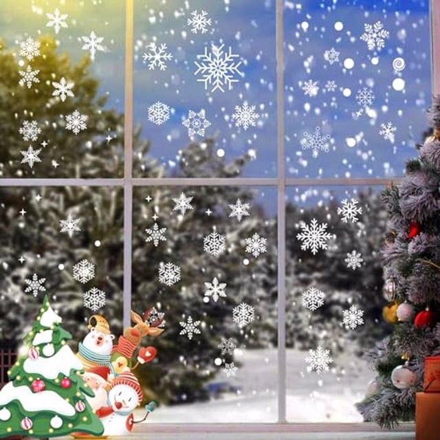 Bearachild Copos de nieve de PVC para ventana, 2 uds., añaden encanto a las decoraciones navideñas, el tamaño adecuado se adapta a la mayoría Kits de decoración para fiestas