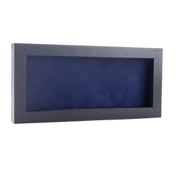 12x24 Shadow Box Frame Textured Black Wood | With a 3/4" Usable Display Depth | Includes a Navy
