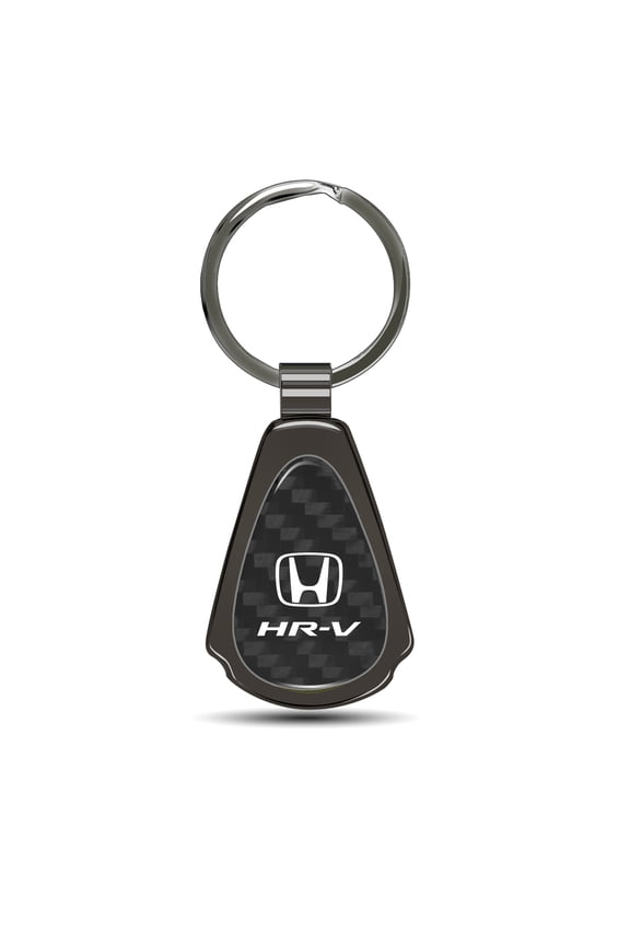 Honda HR-V Real Black Carbon Fiber Gunmetal Black Metal Teardrop Key Chain