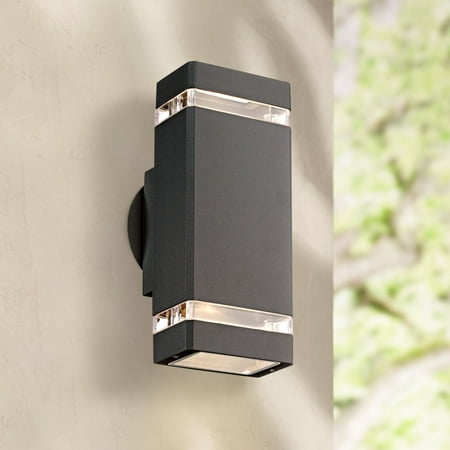 Possini Euro Design Modern Outdoor Wall Sconce Fixture Graphite Gray 10 1/2