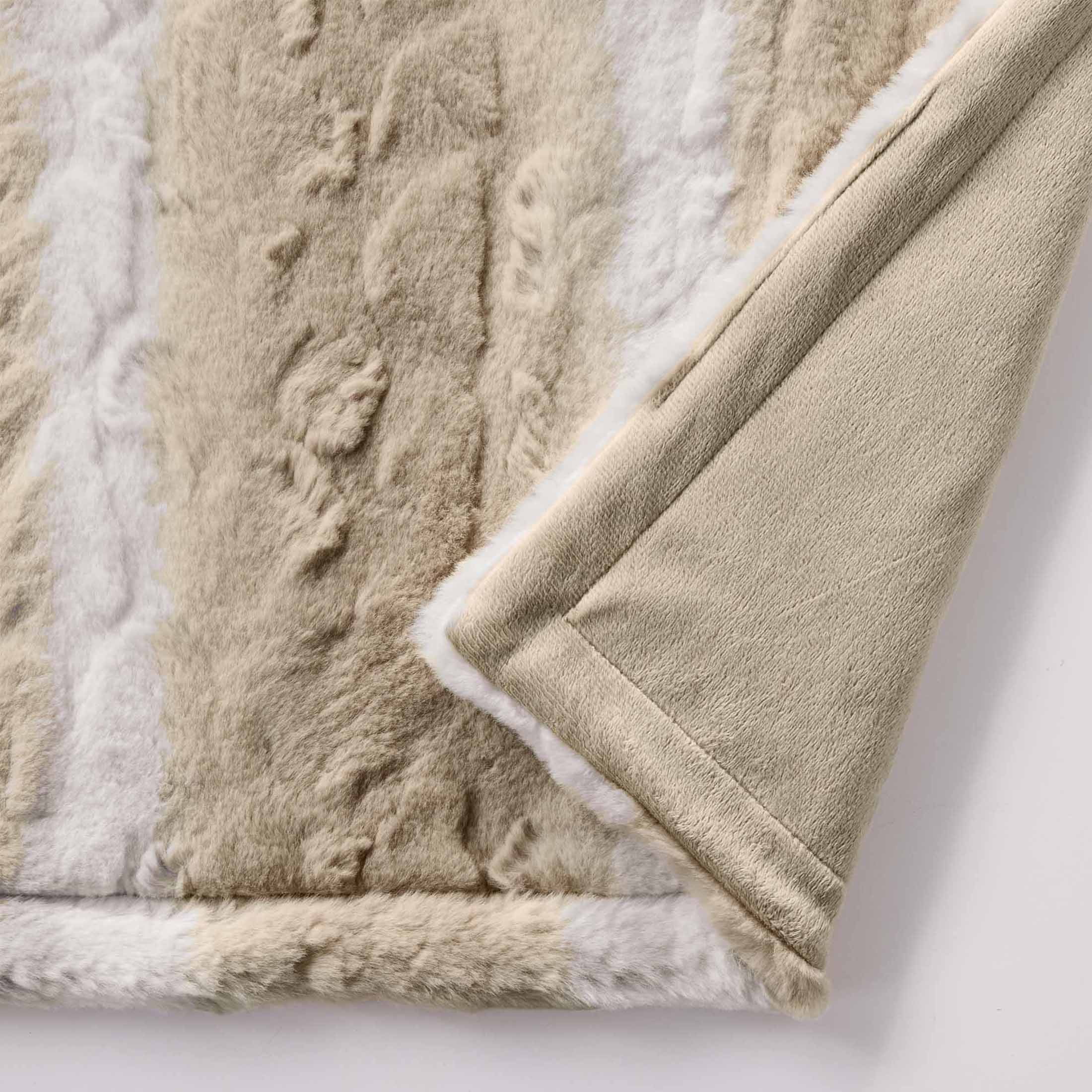 Better Homes & Gardens Almond Biscuit Ombre Faux Fur Throw, 50"x72"