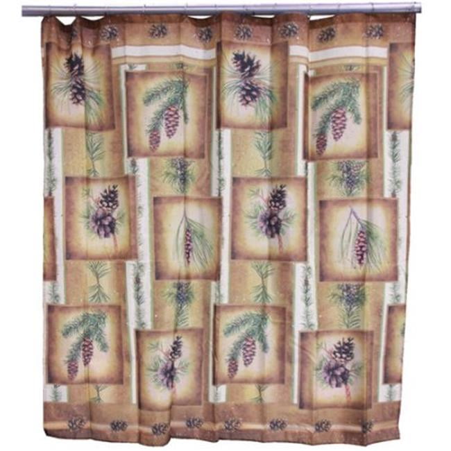Dlc 62018 Tranquil Pines Rustic Fabric Patchwork Pine Cone Shower Curtain 0 1 X 70 75 In