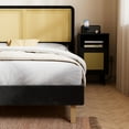 thumbnail image 7 of Cozy Castle Full Size Bed Frame with Adjustable Rattan Headboard, Boho Platform Bed Frame with Sturdy Slats Support, No Box Spring Needed, Black, 7 of 7