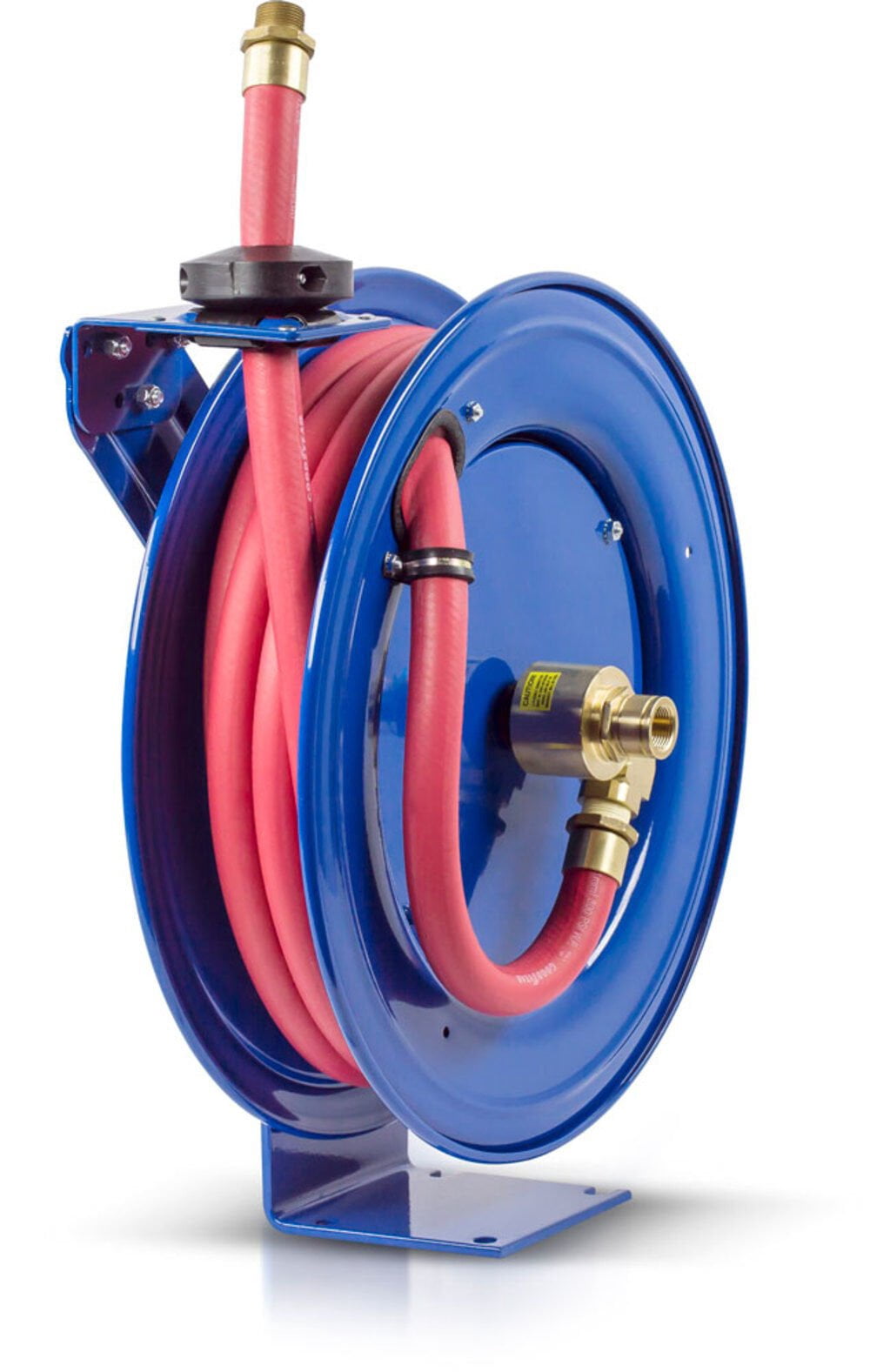 Spring Return Hose Reel, 3/4 in Hose Diameter, 25 ft Length, 300 psi Max. Pressure, Brass, Blue